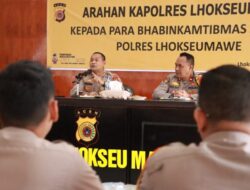 Gelar Rapat Evaluasi dengan Bhabinkamtibmas Jajaran, Kapolres Lhokseumawe: Tingkatkan Patroli Dialogis di Tengah-tengah Masyarakat