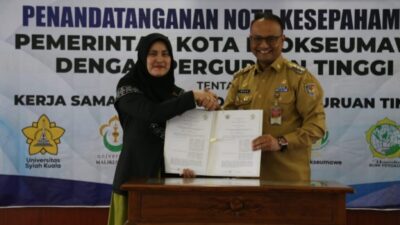 Pj Walikota Lhokseumawe Tanda Tangan MoU Dengan 6 Perguruan Tinggi