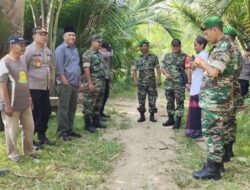 Kapolsek Samudera Bersama TNI Tinjau Lokasi Rencana Pembuatan Jalan Penghubung Antar Desa 