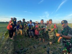 Dandim 0103/Aut Terjun Ke Sawah Bantu Petani Tanam Padi 