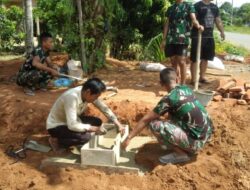 Satgas TMMD Kodim 0103/Aceh Utara Bersama Warga Bangun Tugu Titik Nol Di Sasaran Fisik Utama