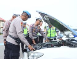 Satlantas Polres Lhokseumawe Cek Kondisi Kendaraan Dinas Jelang Operasi Patuh Seulawah 2023