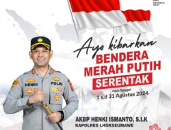 Sambut HUT RI Ke-79, Kapolres Lhokseumawe Himbau Warga Serentak Kibarkan Bendera Merah Putih