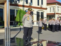 Polres Lhokseumawe Kerahkan Personel Amankan Penyortiran dan Pelipatan Kertas Suara di Gudang Logistik KIP