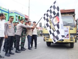 Kapolres Lhokseumawe Lakukan Pelepasan Pendistribusian Logistik Pemilu Secara Simbolis