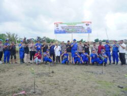 Penanaman 300 Mangrove di Pusong Lama, Sat Pol Airud Polres Lhokseumawe Dukung Program 100 Hari Presiden