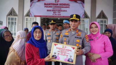 Kapolres Lhokseumawe Gelar Silaturrahmi dan Baksos di Pusong Lama Sambut HUT Bhayangkara ke-79
