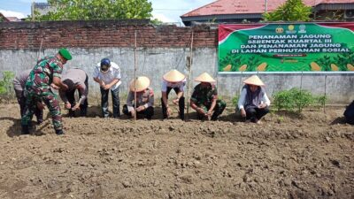 Polsek Banda Sakti Dukung Ketahanan Pangan Lewat Penanaman Jagung Serentak