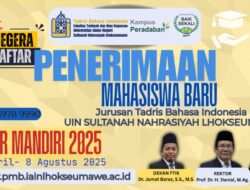 Jalur Mandiri Dibuka, TBIn UIN Sultanah Nahrasiyah Ajak Calon Mahasiswa Jadi Pengajar Profesional
