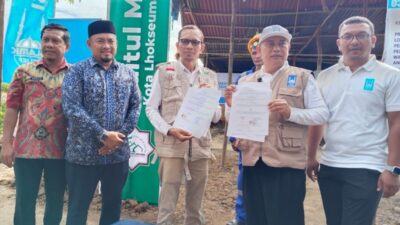 LAZISKAHMI dan Islamic Relief Indonesia Teken MoA Pembangunan Rumah Yatim dan Dhuafa di Lhokseumawe