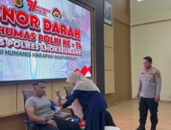 Polres Lhokseumawe Gelar Donor Darah Sambut HUT Humas Polri ke-74, Terkumpul 63 Kantong