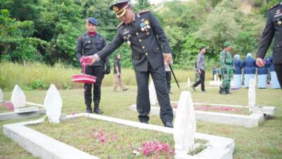 Kapolres Lhokseumawe Pimpin Upacara Ziarah Nasional Hari Pahlawan ke-80 di TMP Blang Panyang