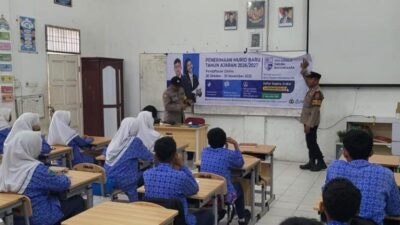 Polsek Banda Sakti Sosialisasikan Penerimaan Siswa Baru SMA Kemala Taruna Bhayangkara kepada 190 Pelajar SMPN 5 Lhokseumawe