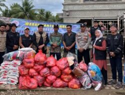 Polsek Muara Batu Kawal Penyaluran Bantuan Banjir YBHA dan HMI untuk Warga Paloh Raya