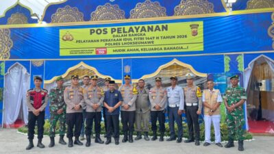 Haji Uma Kunjungi Pos Pelayanan Idul Fitri Polres Lhokseumawe, Motivasi Petugas Layani Pemudik dengan Optimal