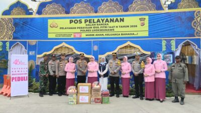 Yayasan Kemala Bhayangkari Peduli, Berikan Bingkisan kepada Petugas Pos Pelayanan Idul Fitri Polres Lhokseumawe