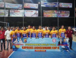 Laga Pembuka Kapolres Lhokseumawe Cup II Dramatis, Meurah Mulia Tumbangkan Yanco VC 3-2