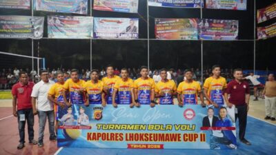 Laga Pembuka Kapolres Lhokseumawe Cup II Dramatis, Meurah Mulia Tumbangkan Yanco VC 3-2