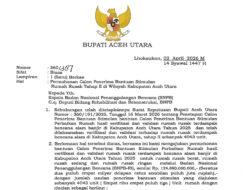 Pemkab Aceh Utara Usulkan Rp124,8 Miliar ke BNPB untuk Bantuan Rumah Rusak