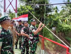 TNI dan Warga Selesaikan Rehabilitasi Jembatan Gantung Penghubung Dua Kecamatan di Aceh Utara