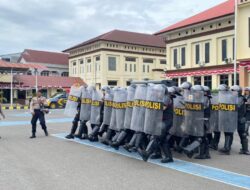 Asah Kemampuan Pengendalian Massa, Polres Lhokseumawe Gelar Latihan Dalmas dan Bortopol bagi Personel