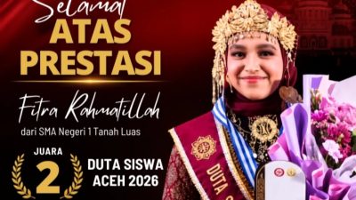 Pelajar SMAN 1 Tanah Luas Aceh Utara Dinobatkan Sebagai Duta Pendidikan Siswa Aceh 2026