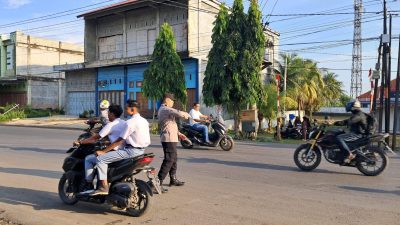 Polsek Samudera Gelar Strong Point, Pastikan Arus Lalu Lintas dan Aktivitas Pelajar Aman