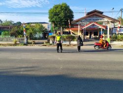 Polsek Muara Satu Gelar Strong Point Pagi, Pastikan Arus Lalu Lintas Lancar